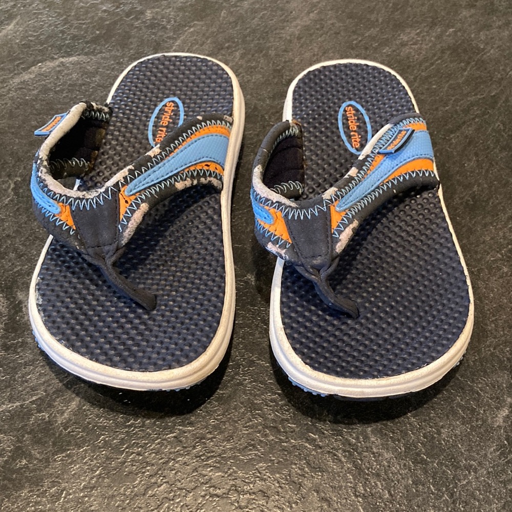 Stride Rite Navy and Blue Kids Flip Flops